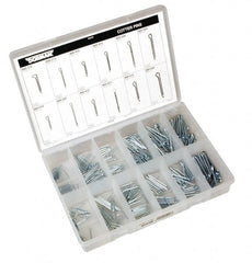 Dorman - 390 Piece, 1/16 to 3/16" Pin Diam, Spring Pin Assortment - 1 to 2" Long, Steel - Exact Tooling
