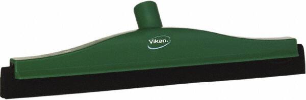 Vikan - 16" Foam Rubber Blade Bench Squeegee - Double Edge, Green, Plastic Holder - Exact Tooling