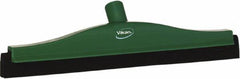 Vikan - 16" Foam Rubber Blade Bench Squeegee - Double Edge, Green, Plastic Holder - Exact Tooling