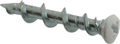 Powers Fasteners - 1/4", 1-1/4" OAL, Phillips Drive Oval Head, Steel Drywall Screws - White Head Finish, Grade 1018 - Exact Tooling