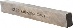 Cleveland - M42 Cobalt Square Tool Bit Blank - 7/8" Wide x 7/8" High x 6" OAL, 2 Beveled Ends, 10° Bevel Angle, Ground - Exact Tooling