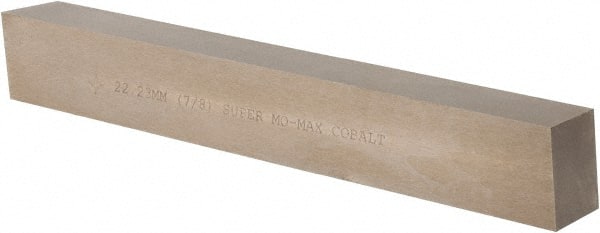 Cleveland - M42 Cobalt Square Tool Bit Blank - 7/8" Wide x 7/8" High x 6" OAL, 2 Beveled Ends, 10° Bevel Angle, Ground - Exact Tooling