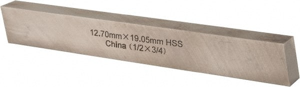 Cleveland - M2 High Speed Steel Rectangular Tool Bit Blank - 1/2" Wide x 3/4" High x 6" OAL, 2 Beveled Ends, 10° Bevel Angle, Ground - Exact Tooling