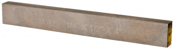 Cleveland - M42 Cobalt Rectangular Tool Bit Blank - 1/4" Wide x 1/2" High x 4" OAL, 2 Beveled Ends, 10° Bevel Angle, Ground - Exact Tooling