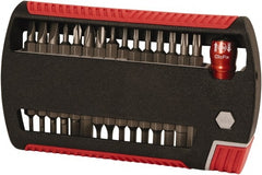 Wiha - 31 Piece, 1/4" Drive Screwdriver Bit Set - #0 to #3 Phillips, 5/64 to 1/4" Hex, 2 to 6mm Hex, T6 to T25 Torx, 5.5, 6.5 & 8mm Slotted - Exact Tooling