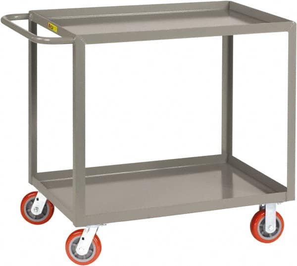 Little Giant - 2,000 Lb Capacity, 30" Wide x 54" Long x 36" High Shelf Cart - 2 Shelf, Steel, 2 Rigid/2 Swivel Casters - Exact Tooling