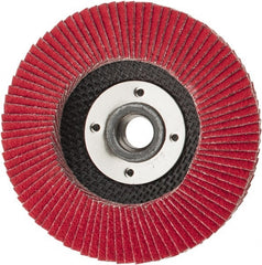 Weiler - 60 Grit, 4-1/2" Disc Diam, 5/8-11 Center Hole, Type 29 Ceramic Flap Disc - 13,000 Max RPM, Phenolic Backing, Quick Change Type S Attaching System, Coated - Exact Tooling