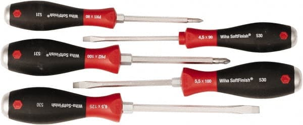 Wiha - 5 Piece Phillips & Slotted Screwdriver Set - Comes in Kit Bag - Exact Tooling