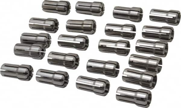 Parlec - 21 Piece, 1/4" to 9/16" Capacity, Double Angle Collet Set - Series DA100 - Exact Tooling