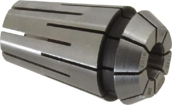 Parlec - 1/4" ER16 Coolant Collet - 1.082" OAL, 0.669" Overall Diam - Exact Tooling