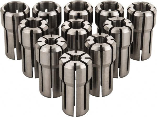 Parlec - 11 Piece, 1/4" to 9/16" Capacity, Double Angle Collet Set - Series DA100 - Exact Tooling
