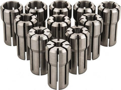 Parlec - 11 Piece, 1/4" to 9/16" Capacity, Double Angle Collet Set - Series DA100 - Exact Tooling