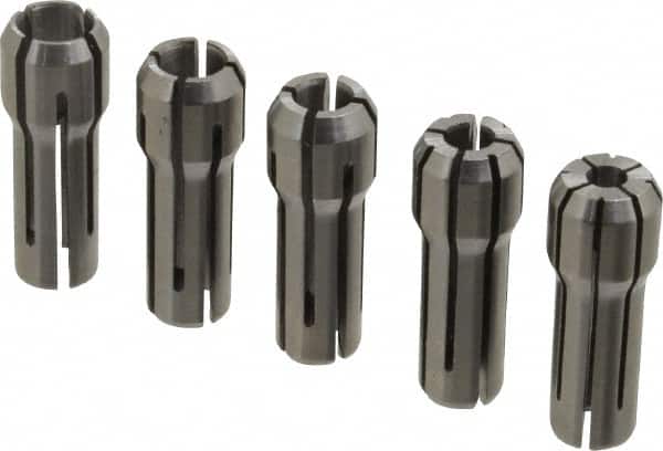 Parlec - 5 Piece, 1/8" to 1/4" Capacity, Double Angle Collet Set - Series DA300 - Exact Tooling