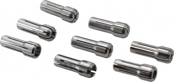Parlec - 8 Piece, 3/64" to 1/4" Capacity, Double Angle Collet Set - Series DA300 - Exact Tooling