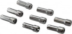 Parlec - 8 Piece, 3/64" to 1/4" Capacity, Double Angle Collet Set - Series DA300 - Exact Tooling