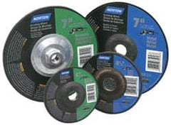 Norton - 7" Wheel Diam, 1/4" Wheel Thickness, Type 27 Depressed Center Wheel - Aluminum Oxide, 8,600 Max RPM, Compatible with Angle Grinder - Exact Tooling