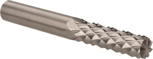 Accupro - 1/4" Diam, 3/4" LOC, Burr End, Solid Carbide Diamond Pattern Router Bit - Right Hand Cut, 2" OAL, 1/4" Shank Diam, Use on Fiberglass - Exact Tooling