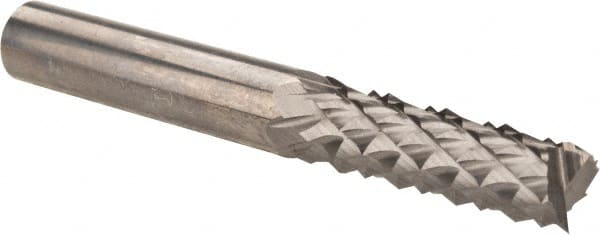 Accupro - 1/4" Diam, 3/4" LOC, Fishtail Point End, Solid Carbide Diamond Pattern Router Bit - Right Hand Cut, 2" OAL, 1/4" Shank Diam, Use on Fiberglass - Exact Tooling