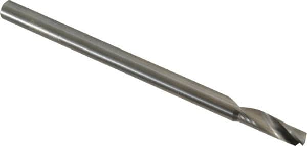 Accupro - 6mm Cutting Diam x 20mm Length of Cut, 1 Flute, Upcut Spiral Router Bit - Uncoated, Right Hand Cut, Solid Carbide, 64mm OAL x 6mm Shank Diam, Single Edge, 22° Helix Angle - Exact Tooling