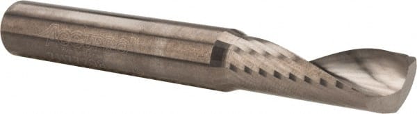 Accupro - 3/8" Cutting Diam x 1-1/8" Length of Cut, 1 Flute, Upcut Spiral Router Bit - Uncoated, Right Hand Cut, Solid Carbide, 3" OAL x 3/8" Shank Diam, Single Edge, 22° Helix Angle - Exact Tooling