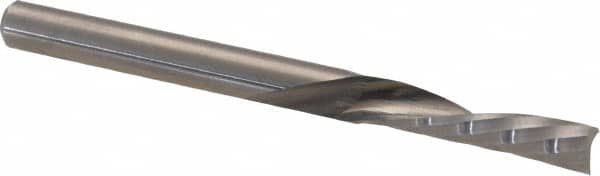 Accupro - 1/8" Cutting Diam x 1/2" Length of Cut, 1 Flute, Downcut Spiral Router Bit - Uncoated, Right Hand Cut, Solid Carbide, 1-1/2" OAL x 1/8" Shank Diam, Single Edge, 21° Helix Angle - Exact Tooling