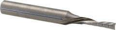 Accupro - 1/8" Cutting Diam x 1/2" Length of Cut, 1 Flute, Downcut Spiral Router Bit - Uncoated, Left Hand Cut, Solid Carbide, 2" OAL x 1/4" Shank Diam, Single Edge, 21° Helix Angle - Exact Tooling
