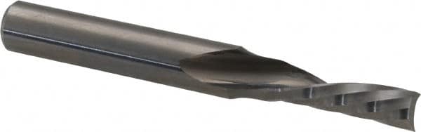 Accupro - 3/16" Cutting Diam x 5/8" Length of Cut, 1 Flute, Downcut Spiral Router Bit - Uncoated, Right Hand Cut, Solid Carbide, 2" OAL x 1/4" Shank Diam, Single Edge, 21° Helix Angle - Exact Tooling
