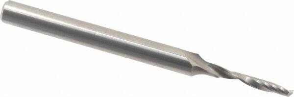 Accupro - 3mm Cutting Diam x 18mm Length of Cut, 1 Flute, Upcut Spiral Router Bit - Uncoated, Right Hand Cut, Solid Carbide, 75mm OAL x 6mm Shank Diam, Single Edge, 21° Helix Angle - Exact Tooling