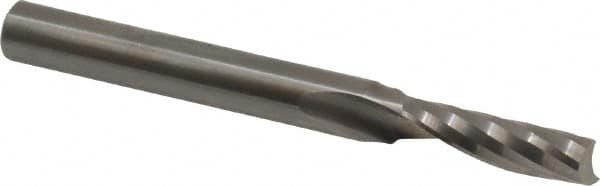 Accupro - 7/32" Cutting Diam x 3/4" Length of Cut, 1 Flute, Upcut Spiral Router Bit - Uncoated, Right Hand Cut, Solid Carbide, 2-1/2" OAL x 1/4" Shank Diam, Single Edge, 21° Helix Angle - Exact Tooling