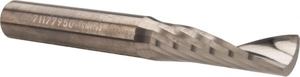 Accupro - 3/8" Cutting Diam x 1-1/8" Length of Cut, 1 Flute, Upcut Spiral Router Bit - Uncoated, Right Hand Cut, Solid Carbide, 3" OAL x 3/8" Shank Diam, Single Edge, 21° Helix Angle - Exact Tooling