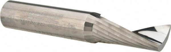 Accupro - 1/2" Cutting Diam x 1" Length of Cut, 1 Flute, Upcut Spiral Router Bit - Uncoated, Right Hand Cut, Solid Carbide, 3" OAL x 1/2" Shank Diam, Single Edge, 21° Helix Angle - Exact Tooling