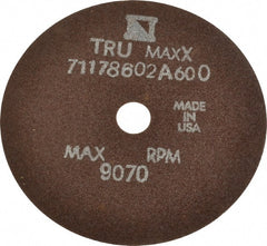 Tru-Maxx - 4" 60 Grit Aluminum Oxide Cutoff Wheel - 1/32" Thick, 1/2" Arbor, 9,070 Max RPM, Use with Stationary Tools - Exact Tooling