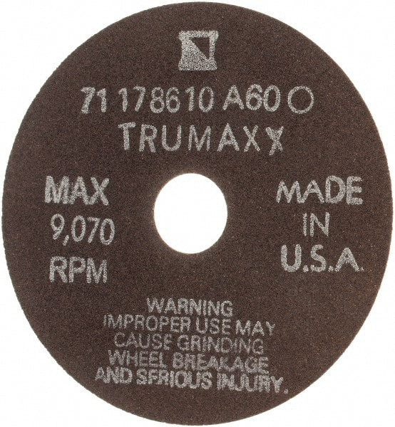 Tru-Maxx - 4" 60 Grit Aluminum Oxide Cutoff Wheel - 1/32" Thick, 3/4" Arbor, 9,070 Max RPM, Use with Stationary Tools - Exact Tooling