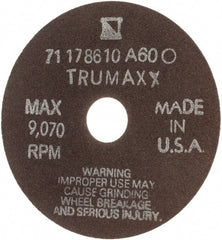 Tru-Maxx - 4" 60 Grit Aluminum Oxide Cutoff Wheel - 1/32" Thick, 3/4" Arbor, 9,070 Max RPM, Use with Stationary Tools - Exact Tooling