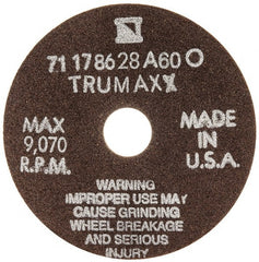 Tru-Maxx - 4" 60 Grit Aluminum Oxide Cutoff Wheel - 1/16" Thick, 3/4" Arbor, 9,070 Max RPM, Use with Stationary Tools - Exact Tooling