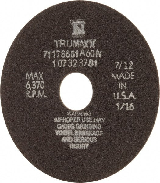 Tru-Maxx - 6" 60 Grit Aluminum Oxide Cutoff Wheel - 1/16" Thick, 1-1/4" Arbor, 6,048 Max RPM, Use with Stationary Tools - Exact Tooling