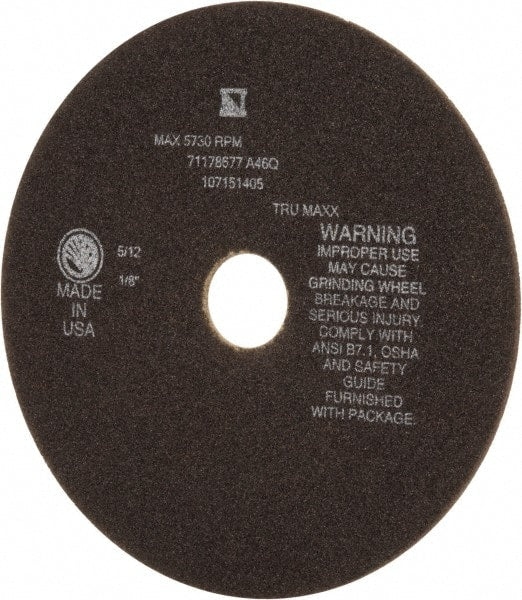 Tru-Maxx - 8" 46 Grit Aluminum Oxide Cutoff Wheel - 1/8" Thick, 1-1/4" Arbor, 4,936 Max RPM, Use with Stationary Tools - Exact Tooling