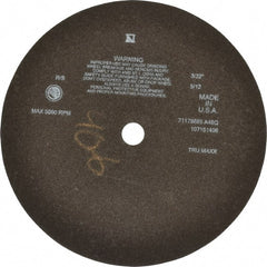 Tru-Maxx - 12" 46 Grit Aluminum Oxide Cutoff Wheel - 3/32" Thick, 1" Arbor, 3,024 Max RPM, Use with Stationary Tools - Exact Tooling