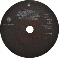 Tru-Maxx - 10" 60 Grit Aluminum Oxide Cutoff Wheel - 1/16" Thick, 1-1/4" Arbor, 3,629 Max RPM, Use with Stationary Tools - Exact Tooling