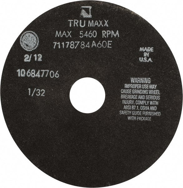 Tru-Maxx - 7" 60 Grit Aluminum Oxide Cutoff Wheel - 1/32" Thick, 1-1/4" Arbor, 5,184 Max RPM, Use with Stationary Tools - Exact Tooling