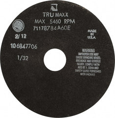 Tru-Maxx - 7" 60 Grit Aluminum Oxide Cutoff Wheel - 1/32" Thick, 1-1/4" Arbor, 5,184 Max RPM, Use with Stationary Tools - Exact Tooling