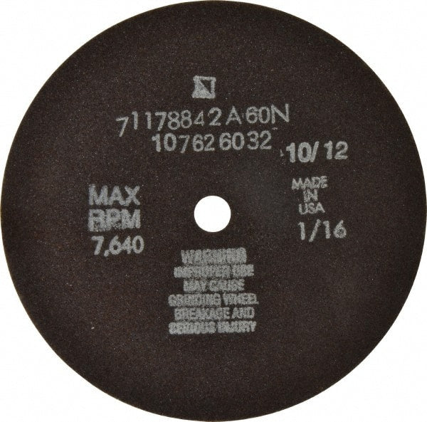 Tru-Maxx - 6" 60 Grit Aluminum Oxide Cutoff Wheel - 1/16" Thick, 1/2" Arbor, 6,048 Max RPM, Use with Stationary Tools - Exact Tooling