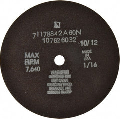 Tru-Maxx - 6" 60 Grit Aluminum Oxide Cutoff Wheel - 1/16" Thick, 1/2" Arbor, 6,048 Max RPM, Use with Stationary Tools - Exact Tooling
