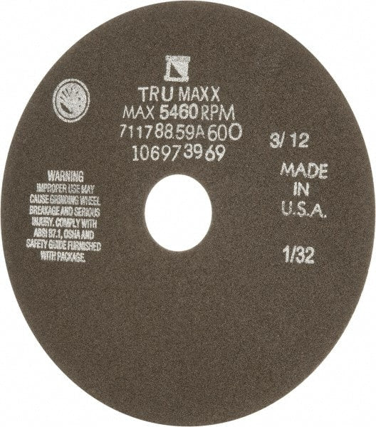 Tru-Maxx - 7" 60 Grit Aluminum Oxide Cutoff Wheel - 1/32" Thick, 1-1/4" Arbor, 5,184 Max RPM, Use with Stationary Tools - Exact Tooling