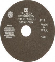 Tru-Maxx - 7" 60 Grit Aluminum Oxide Cutoff Wheel - 1/32" Thick, 1-1/4" Arbor, 5,184 Max RPM, Use with Stationary Tools - Exact Tooling