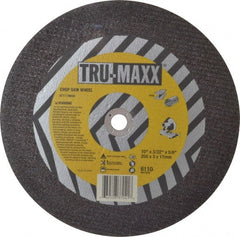 Tru-Maxx - 10" 36 Grit Aluminum Oxide Cutoff Wheel - 3/32" Thick, 5/8" Arbor, 6,112 Max RPM, Use with Stationary Tools - Exact Tooling