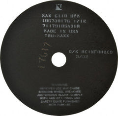 Tru-Maxx - 10" 36 Grit Aluminum Oxide Cutoff Wheel - 3/32" Thick, 1-1/4" Arbor, 6,112 Max RPM, Use with Stationary Tools - Exact Tooling