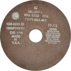 Tru-Maxx - 7" 46 Grit Aluminum Oxide Cutoff Wheel - 1/16" Thick, 1-1/4" Arbor, 6,731 Max RPM, Use with Stationary Tools - Exact Tooling