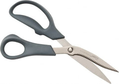 Clauss - 3-1/4" LOC, 8" OAL Titanium Standard Shears - Right Hand, Serrated, Glass Filled Nylon Offset Handle, For General Purpose Use - Exact Tooling