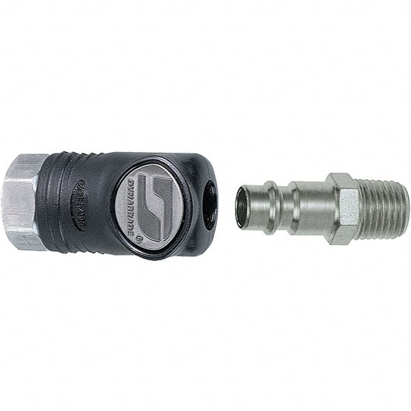 Dynabrade - 2 Piece 1/4" Body 1/4 NPT 150 psi Composite Industrial Pneumatic Coupling Plug Set - Exact Tooling